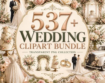 537+ Watercolor Wedding Clipart Bundle, Bridal Floral PNG (Commercial Use)
