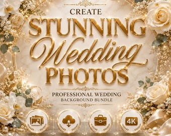 Wedding Background Bundle, Floral Photoshop Backdrops, Professional Photos (Digital Download)
