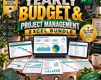 Yearly Budget & Project Management Excel Bundle (7 Templates)
