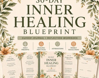 30 Day Inner Healing Journal, Guided Self Reflection Workbook, Printable Wellness Journal