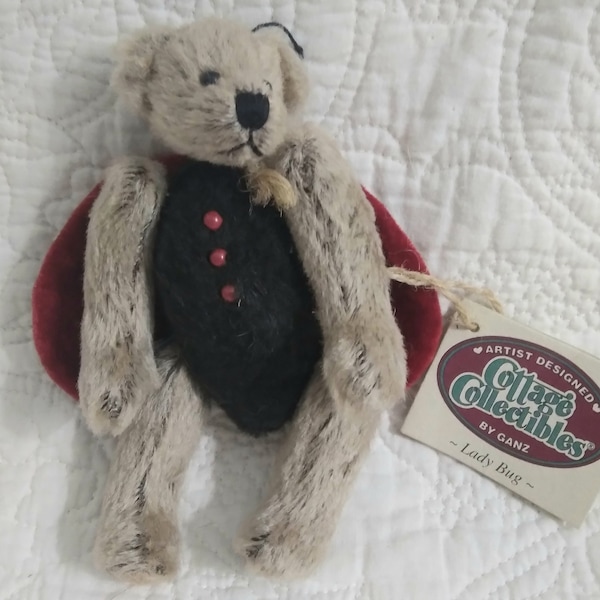 Vintage 1999 Mary Holstad Ganz Cottage Collectibles Ladybug Jointed Teddy Bear