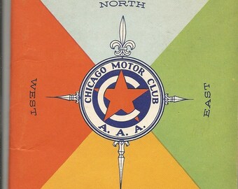 Vintage 1950's Chicago Motor Club Route Cards With Folder