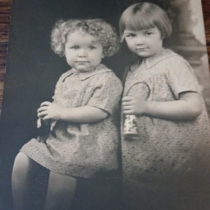 Antique Photograph of Children Holding Toys
