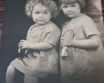 Antique Photograph of Children Holding Toys