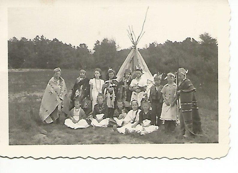 Antique Lot of 3 School Children Learning About Indians Photographs Black and White