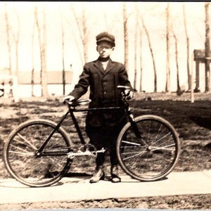 Antique RPPC Boy with Bike Crooks South Dakota Real Photo Postcard
