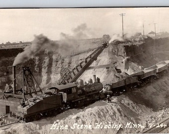 Antique RPPC Mine Scene Hibbing Minnesota Marion Shovel Real Photo Postcard Ephemera