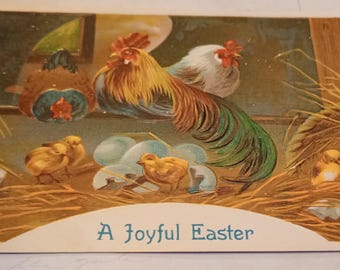 Antique Embossed Easter Chickens and Chicks Postcard