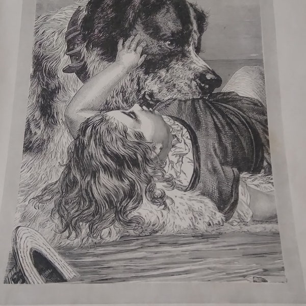 Antique 1800's Animal Friends Dog Book Plate