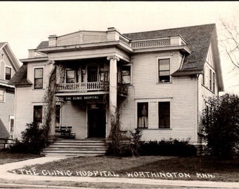 Antique Clinic Hospital Worthington Minnesota RPPC Postcard