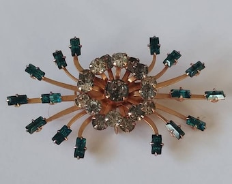 Vintage Blue Rhinestone Brooch