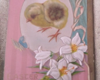 Antique Embossed Easter Chicks Postcard