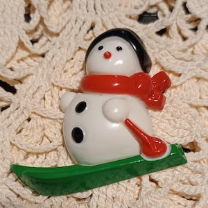Vintage Avon Plastic Snowman Pin Made in Hong Kong