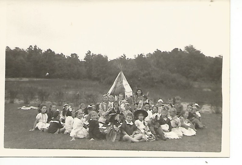 Antique Lot of 3 School Children Learning About Indians Photographs Black and White