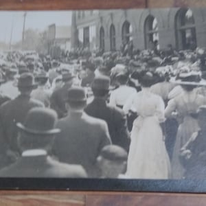 Antique RPPC Real Photo Postcard Crowded Street Scene