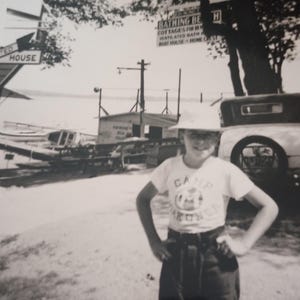 Vintage 1930&#39;s Boy at Camp Photograph Black and White 5x7