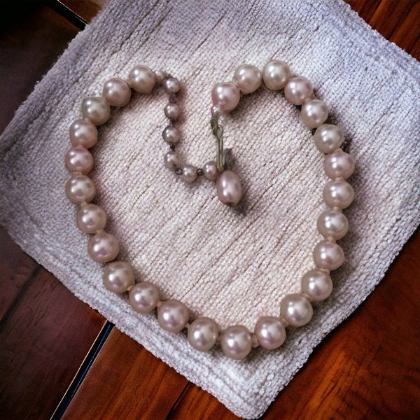 Vintage Faux Pearl Hand Tied Choker Necklace