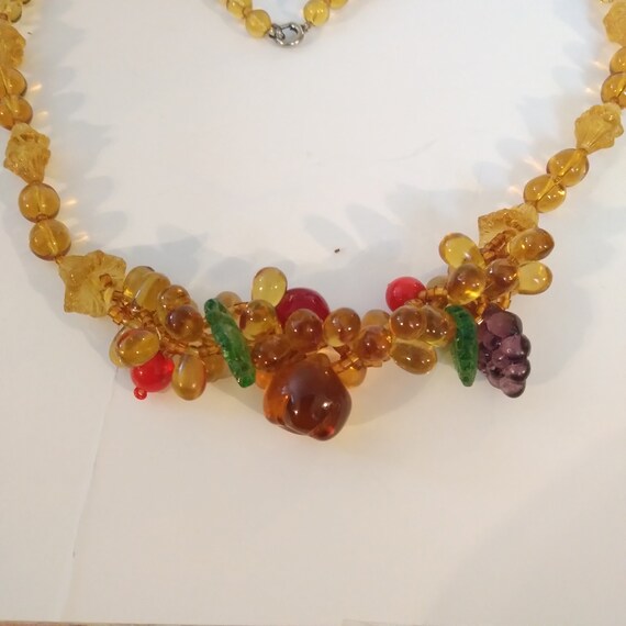 Vintage Amber Glass Fruit Necklace - image 2