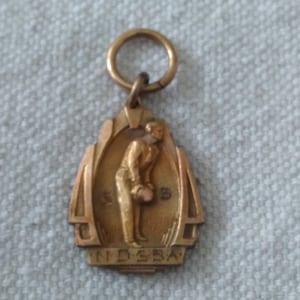 Antique 1935 NDSBA Doubles Charm Award Medal 1/20 10K Gold Filled