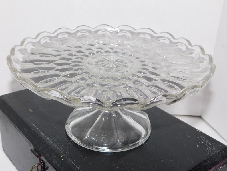 Vintage Clear Glass Cake Stand Plate Image 0