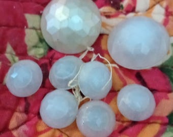 Antique White Glass Buttons Lot of 8