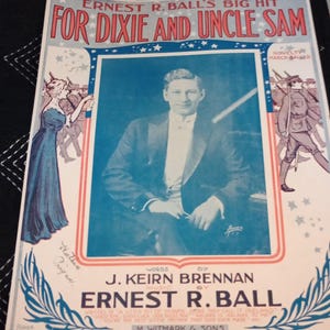 Antique 1917 For Dixie and Uncle Sam Sheet Music WWI Era Patriotic
