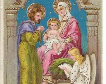 Antique Embossed Christmas Nativity Postcard Printed in Germany