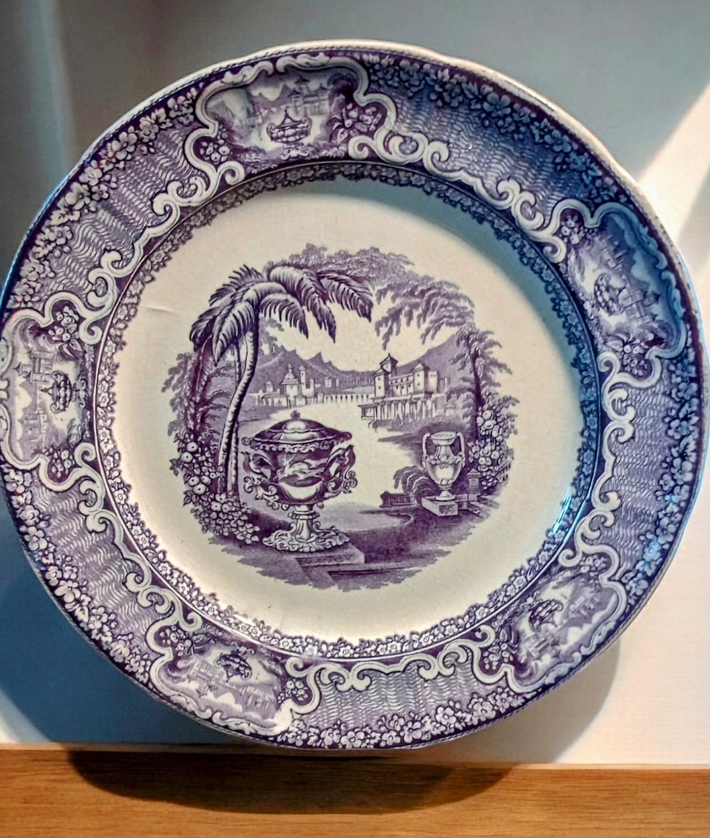 Antique PW Washington Vase Purple Transfer Ware 1834-1859 Dinner