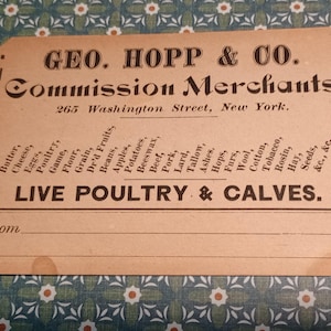 Antique 1800&#39;s Poultry Card Trade Card