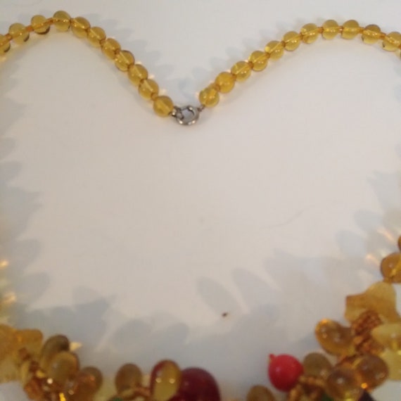 Vintage Amber Glass Fruit Necklace - image 3