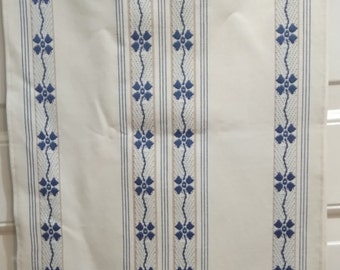 Vintage Odin Ltd SCAN AM Woven in Sweden Blue and White Table Runner