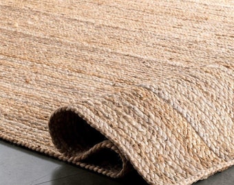Handgewebter Naturjute-Teppich | Grober, geflochtener Boho-Teppich (Sonderanfertigung)