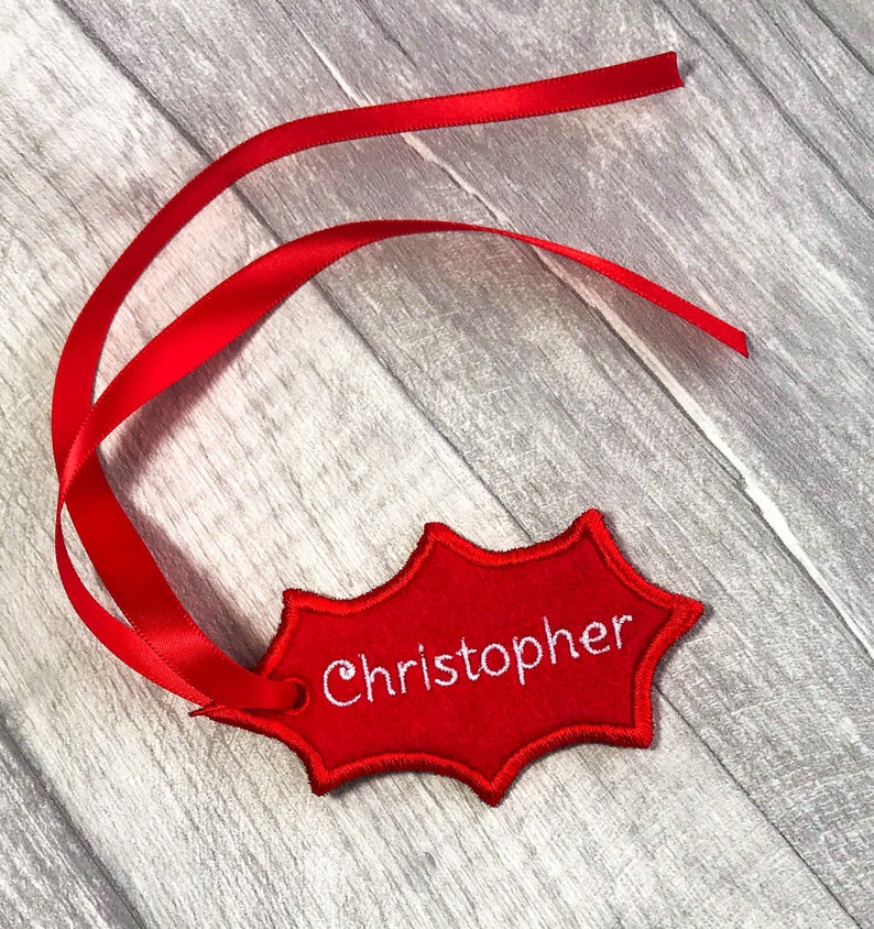 Holly Stocking Name Tags Christmas Gift Tags Etsy