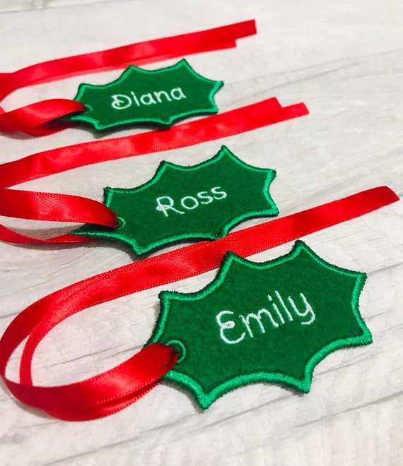 Holly Stocking Name Tags Christmas Gift Tags Etsy