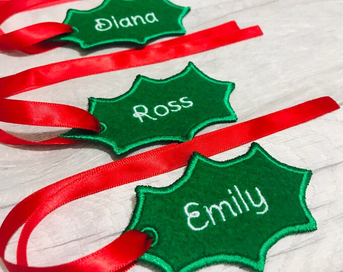 Holly Stocking Name Tags Christmas Gift Tags Etsy