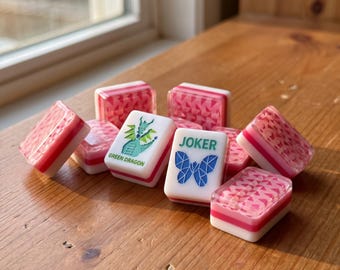 Pink Acrylic American Mahjong Set: 160 Tiles, Game Night Board Game Gift