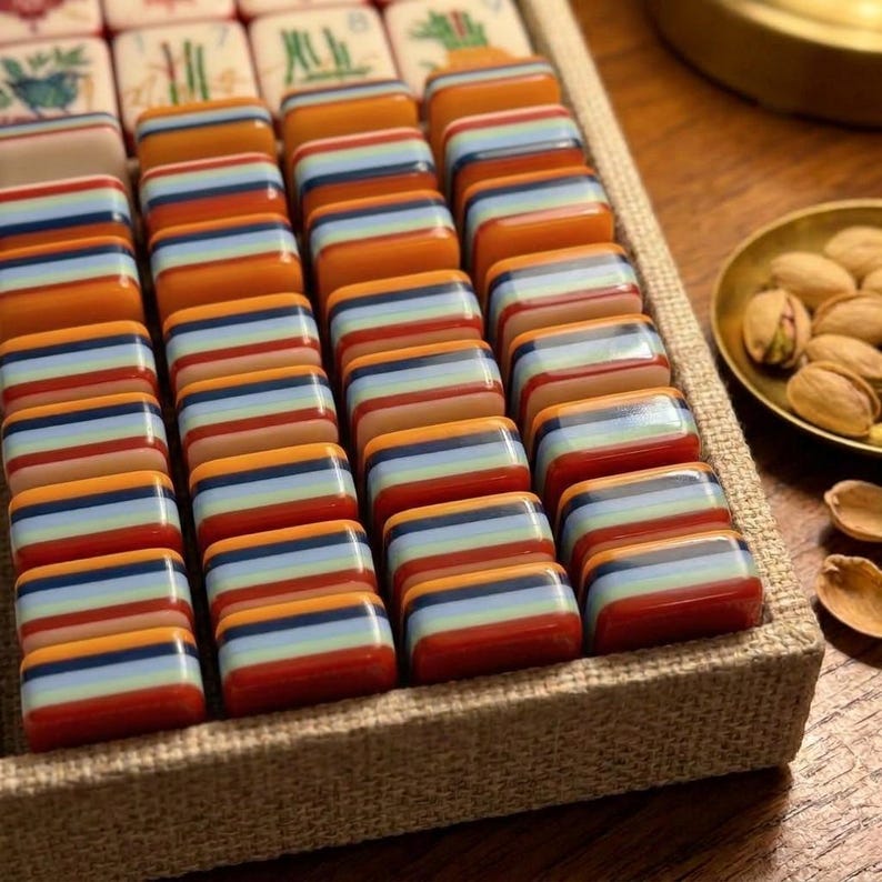 American Mahjong Set, Walk With Me 7-Layer Acrylic Tiles, Illustrated Nature Board Game Gift image 2