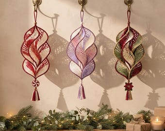 Crochet Spiral Ornament Pattern, 3D Twisted Christmas Hanging Decor PDF, Leaf Helix Wind Spinner Crochet Pattern, Instant Digital Download