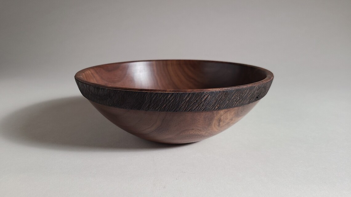 Walnut Bowl, Solid Turned Wood Salad Bowl, 7 Inch Wood Bowl, Wooden Bowl for Food, Decorative