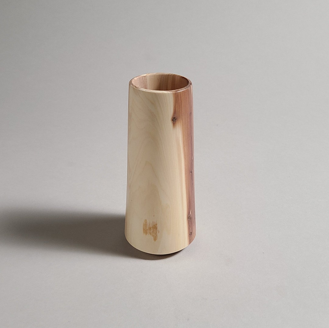 Small Wooden Vase, Nordic Style Wooden Vase, Wood Vase for Dried