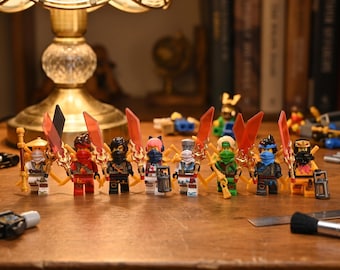 Ninjago Dragons Rising 8 Ninja Figures, Lego-Compatible Custom Minifigures