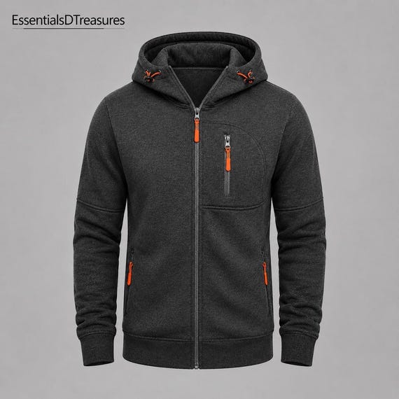 Men's Zip Up Hoodie | Lightweight Hooded Sweatshirt | Casual Everyday Jacket | Adjustable Drawstring Outerwear