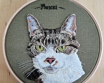 Embroidered Pet Portrait - Custom 6 inch embroidery art