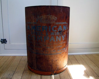 1930's to 1950's American Steel and Wire Company Wooden Barrel, American Wire and Steel, United States Steel Corporation, Advertising