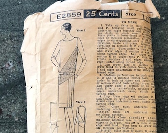 1920's Antique Excella Patterns Ladies Frock Dress Sewing Pattern,  Cut, Dress, Bust 34, Hips 37, Size 14, Small, Dress, Flapper, 20's