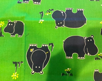 FQ IKEA BRIGHT ANIMALS HIPPOS FABRIC