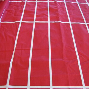 1980's MCM Red and White Geometric Fabric Piece, 2 Plus Yards, Cotton, Red, White, Graph Print, Geometric, Rectangular, Modern, MCM, 1980's