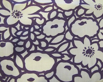 VTG Modern Purple Cotton, Purple, Floral, Flower, Cotton Blend, Modern, 1980's, 1990's, Modern Floral, White, 1990's, 1980