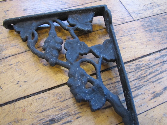 SET OF 6 SPIDERWEB CAST IRON SHELF BRACE BRACKETS rustic black finish