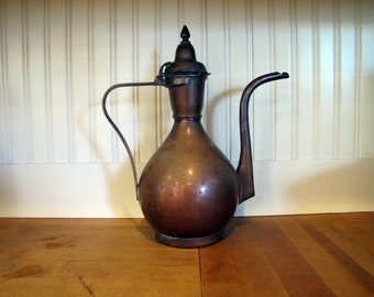 1920's Turkish Copper Teapot, Arts and Crafts Style, Art Deco, Copper, Turkish, 20's, Middle Eastern, Asian, Kettle, Tea Kettle, Pot